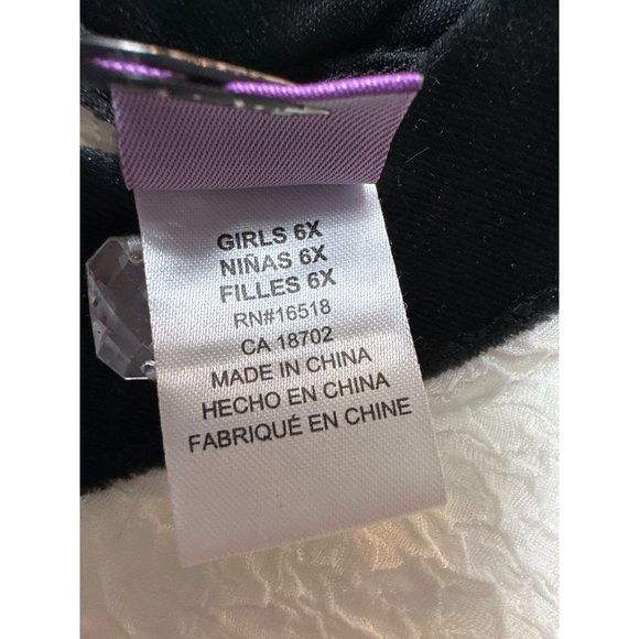 Dollie & Me Dress Girls 6X Black White Collar A Line Silver Belt Crepe Top - Picture 6 of 11